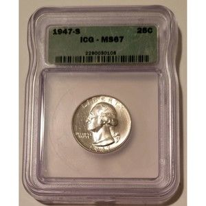 1947 S Washington Quarter MS67 ICG